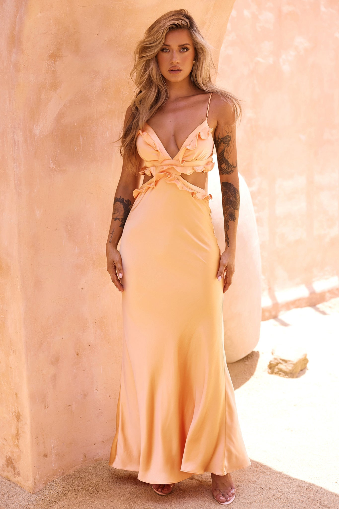 In Her Eyes Maxi Dress - Apricot | Sage and Paige AUS.