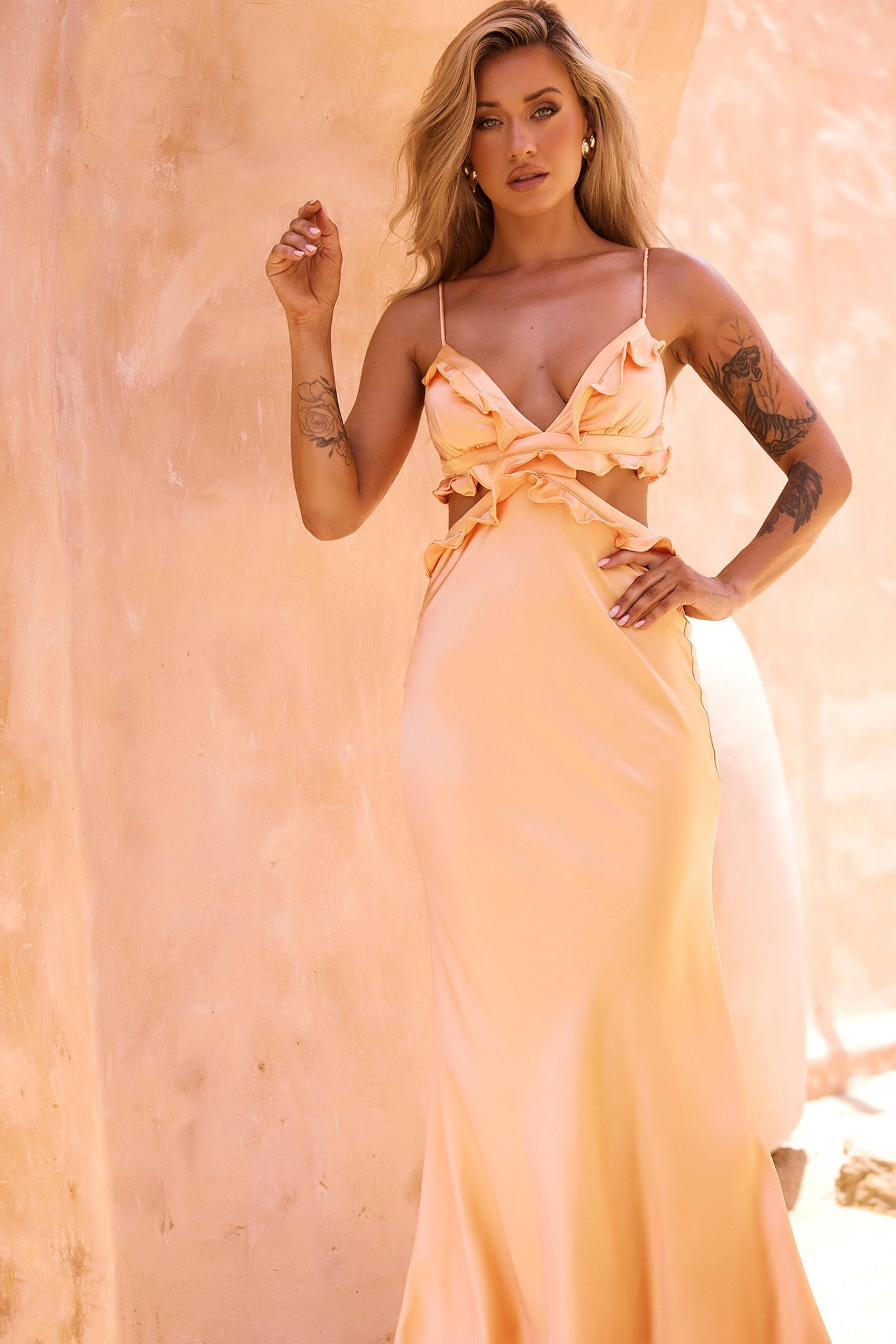 In Her Eyes Maxi Dress - Apricot | Sage and Paige AUS.