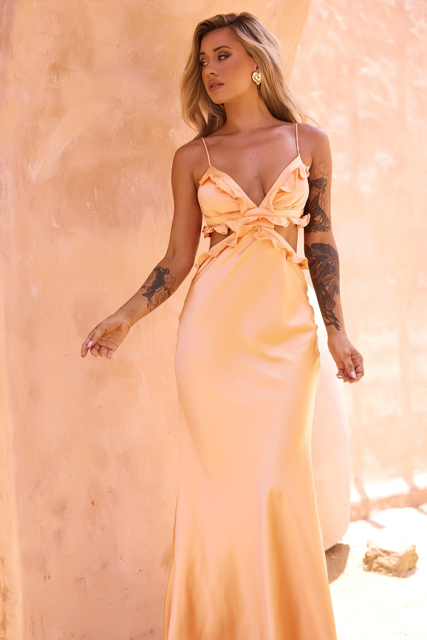 In Her Eyes Maxi Dress - Apricot | Sage and Paige AUS.