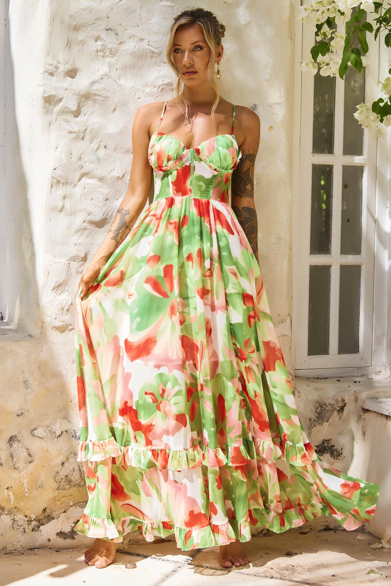 Nightcap Maxi Dress - Green Multi | Sage and Paige AUS.