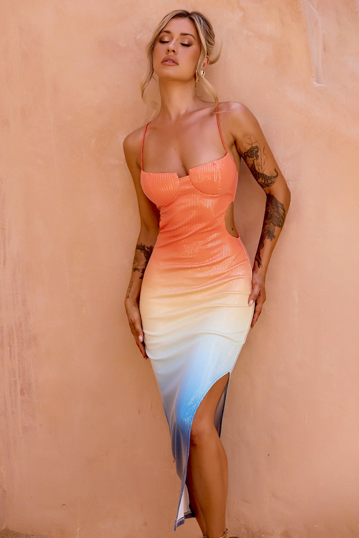 So Lively Midi Dress - Orange Multi | Sage and Paige AUS.