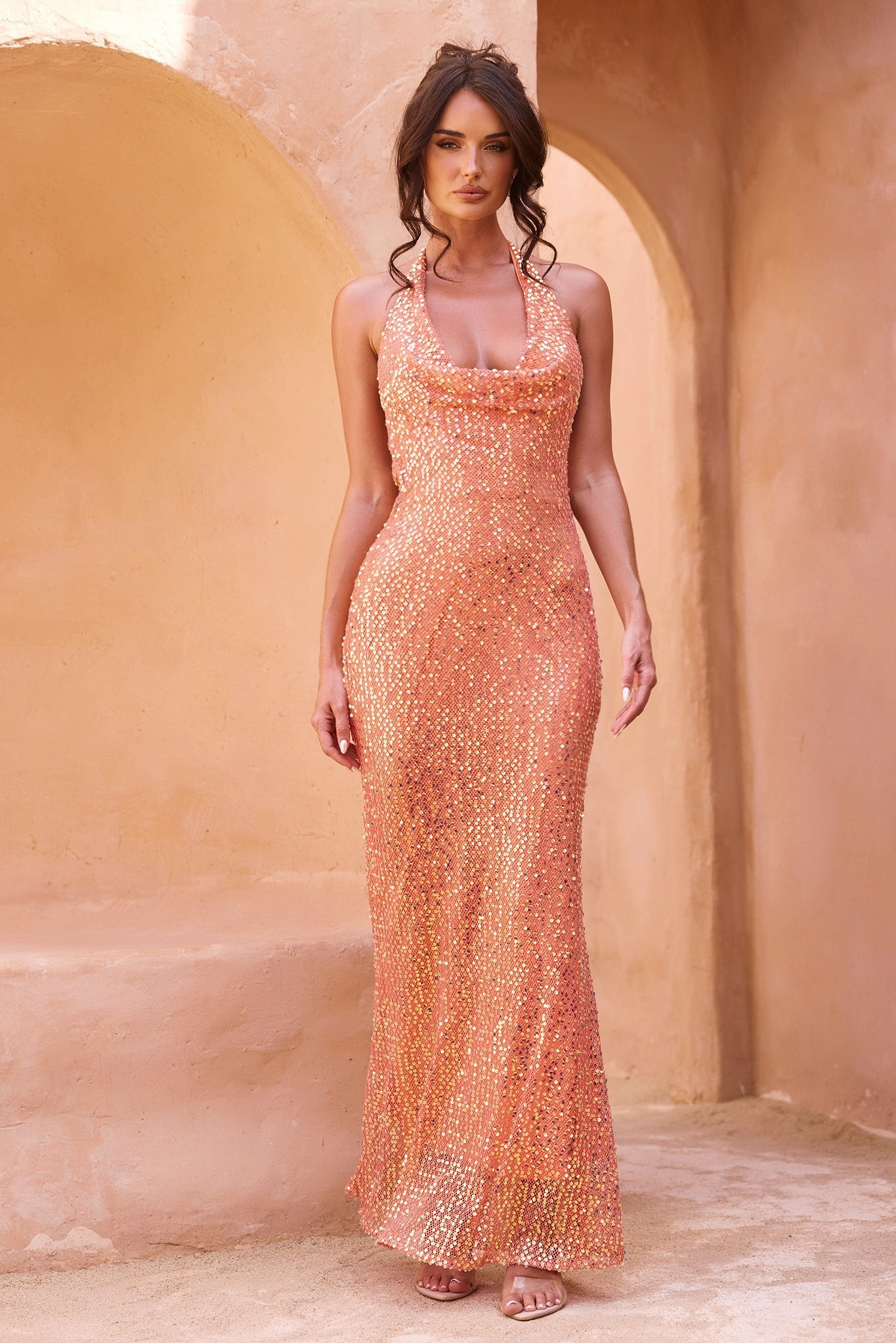 You Wish Sequin Maxi Dress - Orange | Sage and Paige AUS.