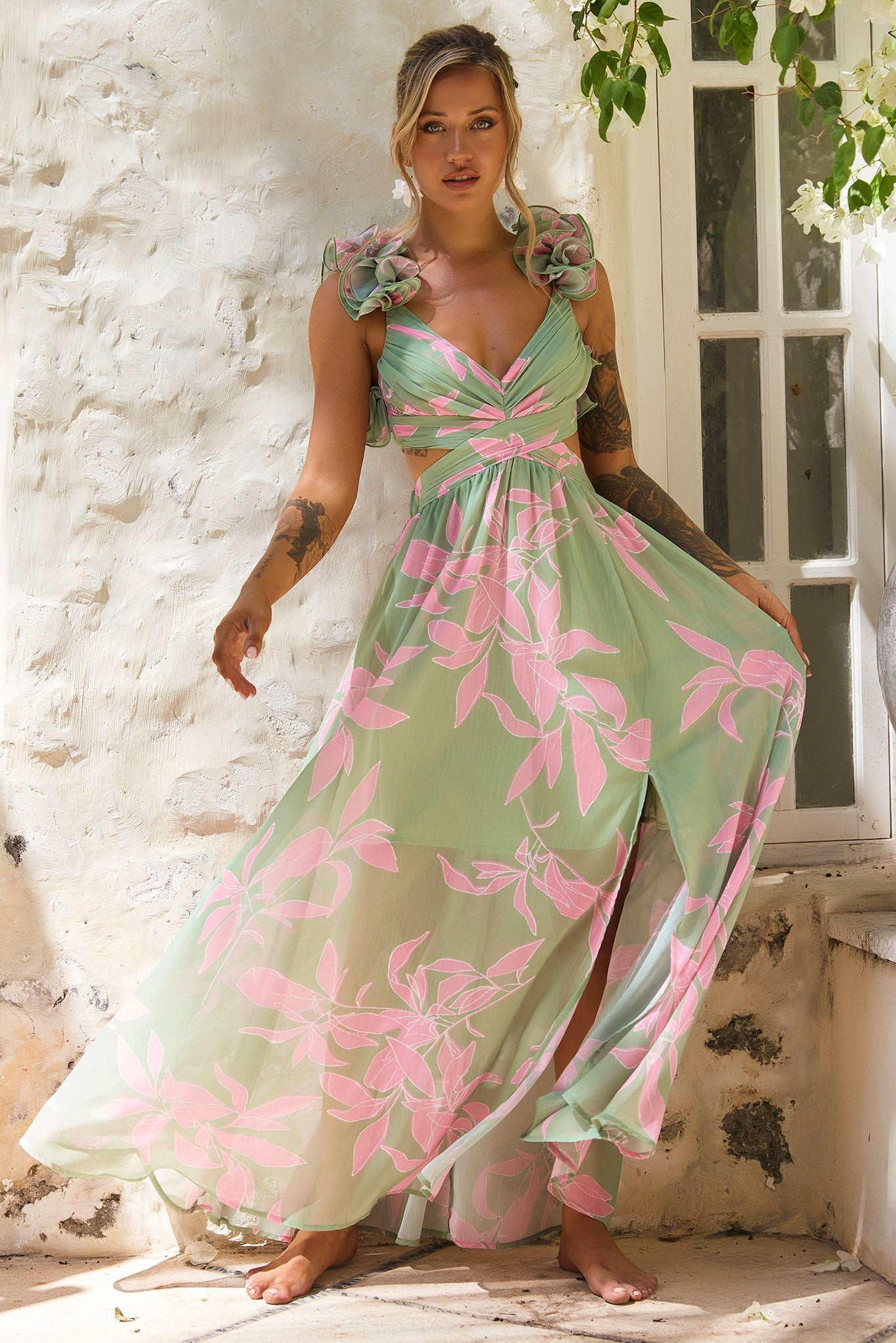 Ethereal Blossom Maxi Dress - Sage Multi | Sage and Paige AUS.