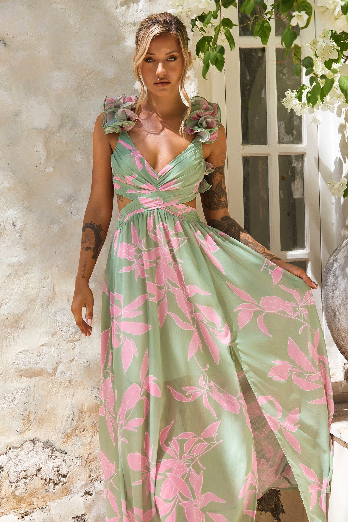 Ethereal Blossom Maxi Dress - Sage Multi | Sage and Paige AUS.