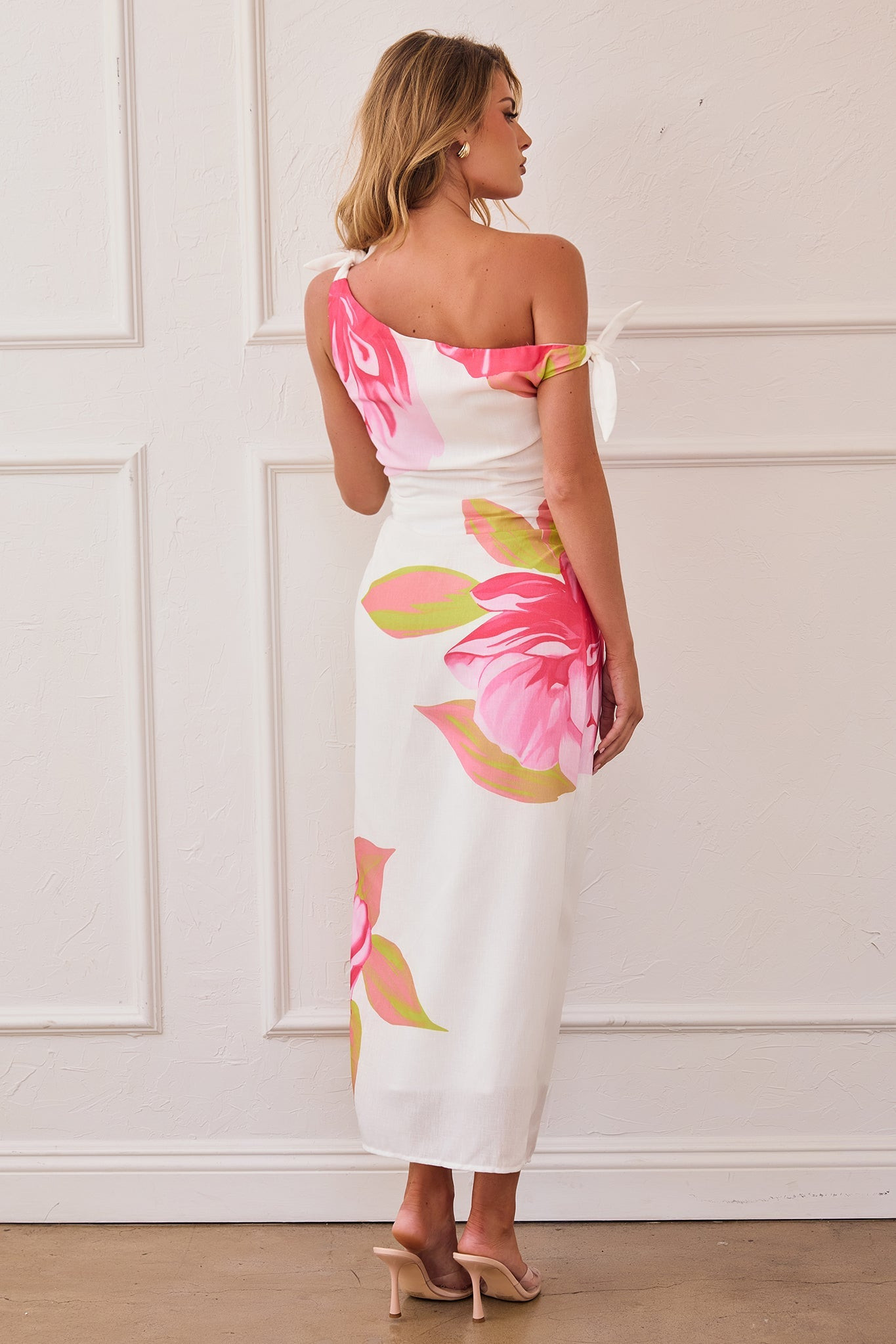Petal Whisper Midi Dress - Pink Green