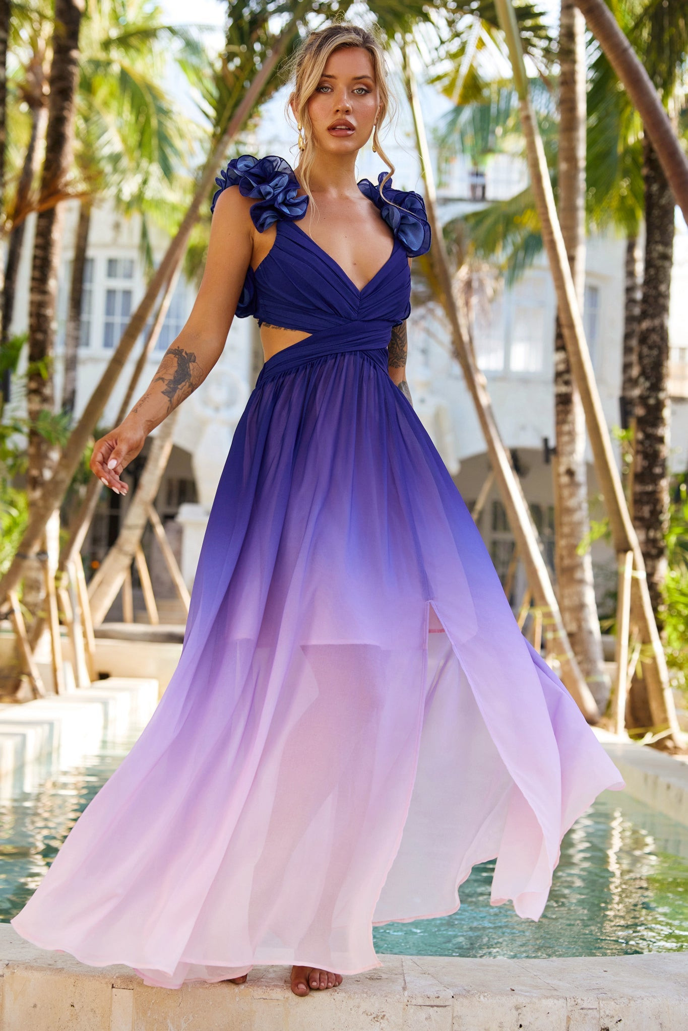 At Last Maxi Dress - Navy Pink