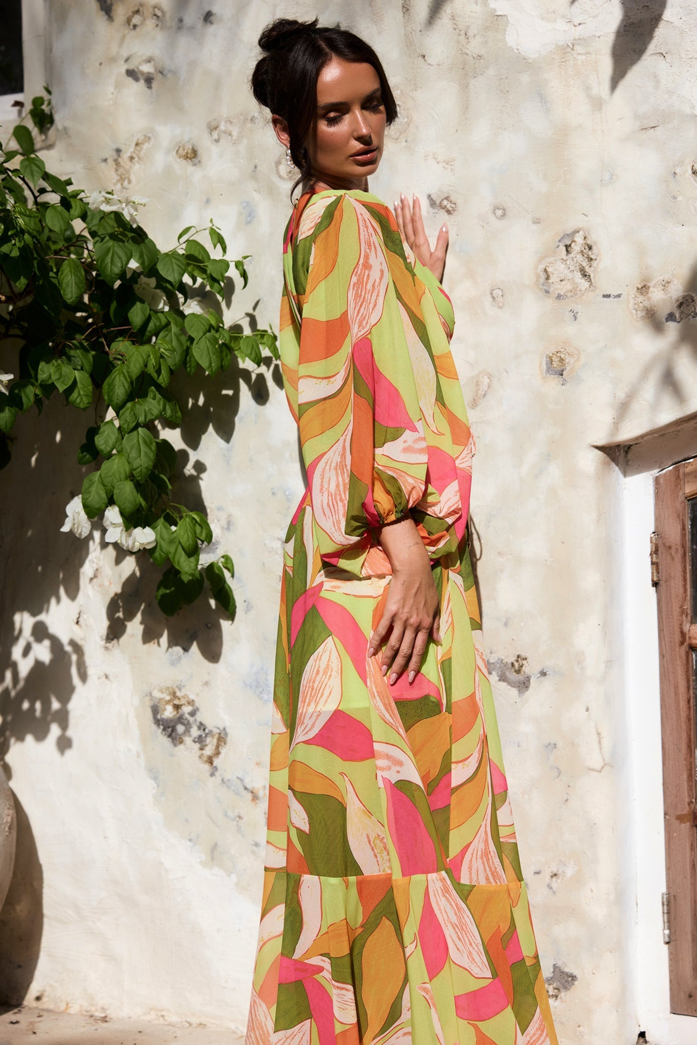 Tropic Muse Chiffon Maxi Dress - Green Multi