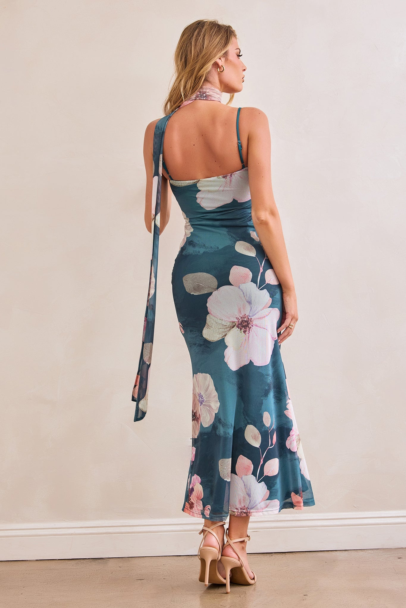 Midnight Bloom Mesh Maxi Dress - Green Multi