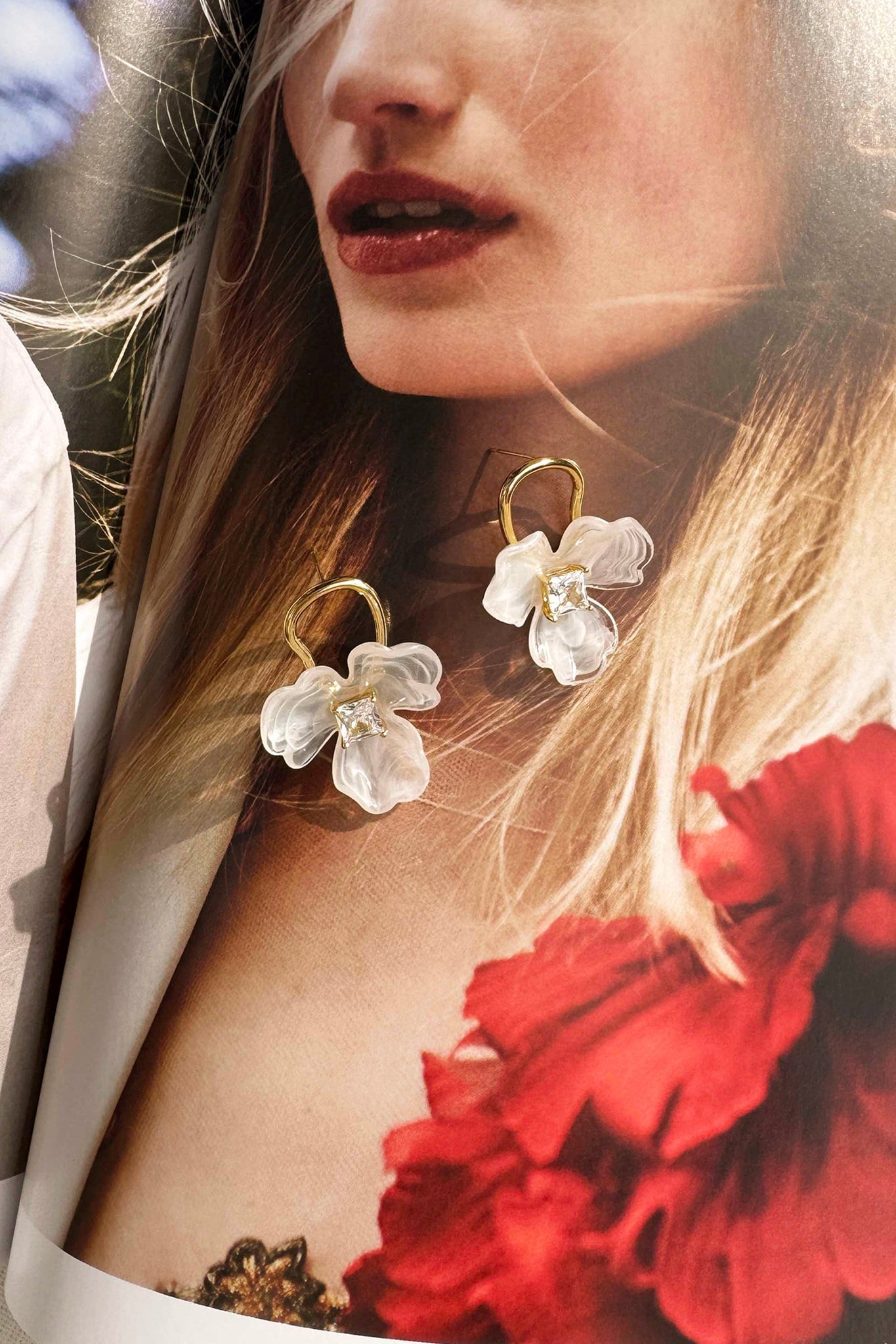Petals of Light Earrings - White