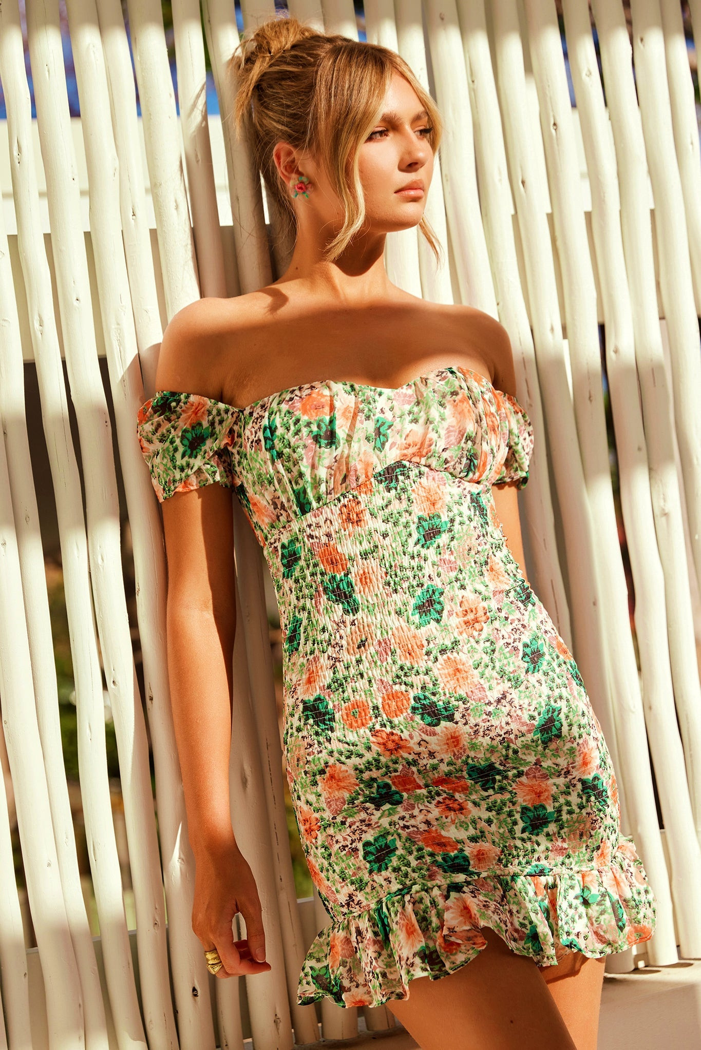 Be Your Girl Mini Dress - Green Orange | Sage and Paige AUS.