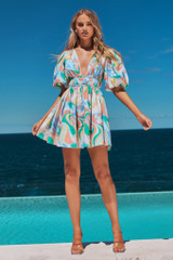Wander Mini Dress - Orange Multi | Sage and Paige AUS. Wander Mini Dress - Orange Multi | Sage and Paige AUS.