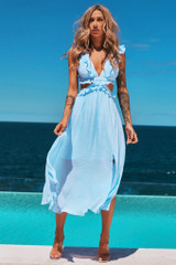 Gaining Ground Midi Dress - Steel Blue | Sage and Paige AUS. Gaining Ground Midi Dress - Steel Blue | Sage and Paige AUS.
