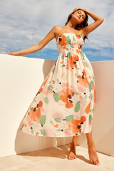 Palm Lover Midi Dress - Orange | Sage and Paige AUS. Palm Lover Midi Dress - Orange | Sage and Paige AUS.