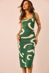Attached Knit Midi Dress - Forest Green Attached Knit Midi Dress - Forest Green
