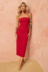 Petite Rosa Midi Dress - Red | Sage and Paige AUS.