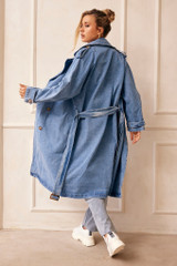 Double Take Denim Trench Coat - Blue | Sage and Paige AUS.