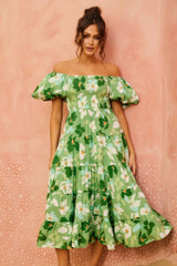 Londyn Midi Dress - Green Multi Londyn Midi Dress - Green Multi