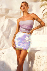 Gilded Shimmy Mini Skirt - White Multi | Sage and Paige AUS. Gilded Shimmy Mini Skirt - White Multi | Sage and Paige AUS.