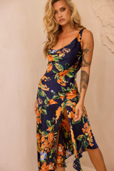 Secret Jungle Midi Dress - Navy Multi | Sage and Paige AUS.