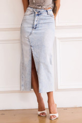 Gianni Denim Midi Skirt - Washed Blue | Sage and Paige AUS.