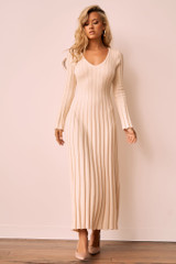 Flutter By Me Knit Maxi Dress - Beige | Sage and Paige AUS. Flutter By Me Knit Maxi Dress - Beige | Sage and Paige AUS.