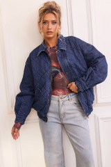 Dream Big Quilted Denim Jacket - Dark Blue | Sage and Paige AUS.