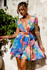 Marbella Mini Dress - Blue Multi | Sage and Paige AUS.