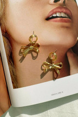 Lustre Bow Drop Earrings - Gold