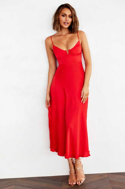 Night In August Midi Dress - Red Night In August Midi Dress - Red
