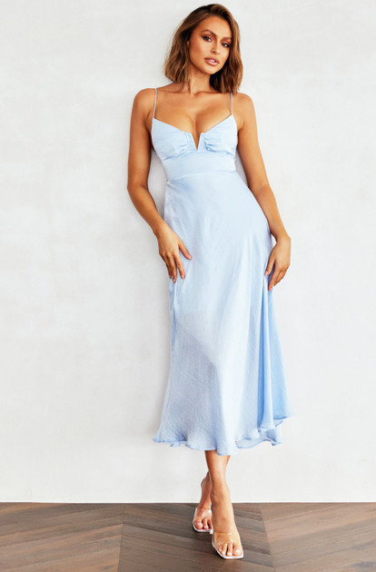 Night In August Midi Dress - Steel Blue | Sage and Paige AUS.