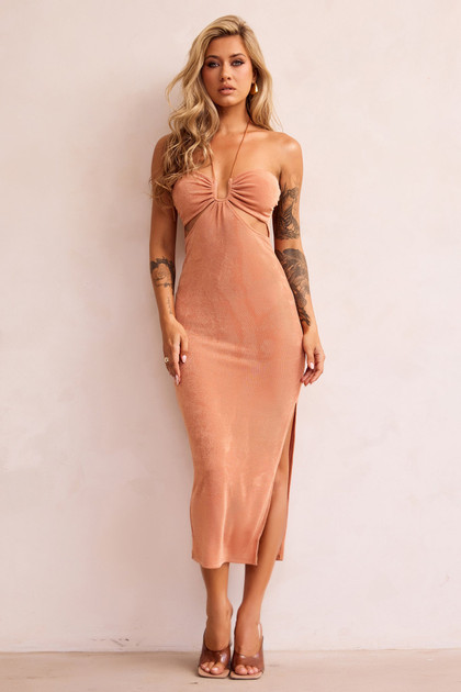 Right Now Midi Dress - Brown | Sage and Paige AUS.