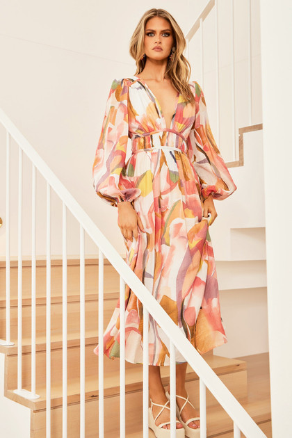 Flow State Midi Dress - Pink Multi Flow State Midi Dress - Pink Multi