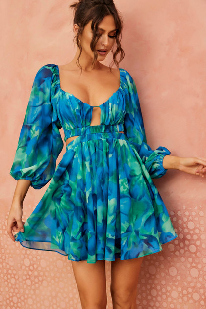Wanderlust Mini Dress - Blue Wanderlust Mini Dress - Blue