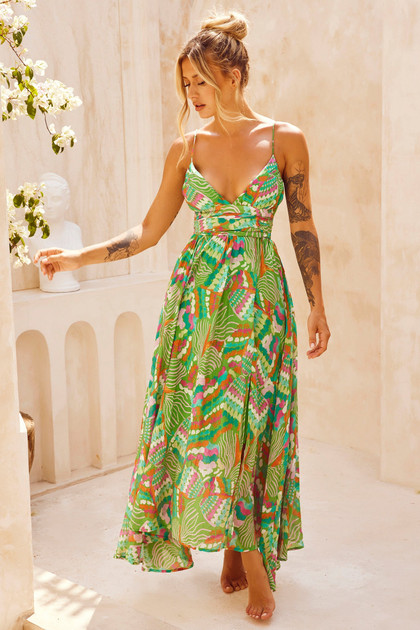 Everywhere Beyond Maxi Dress - Green Multi | Sage and Paige AUS.