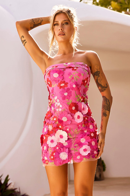 Opening Up Mini Dress - Hot Pink | Sage and Paige AUS.