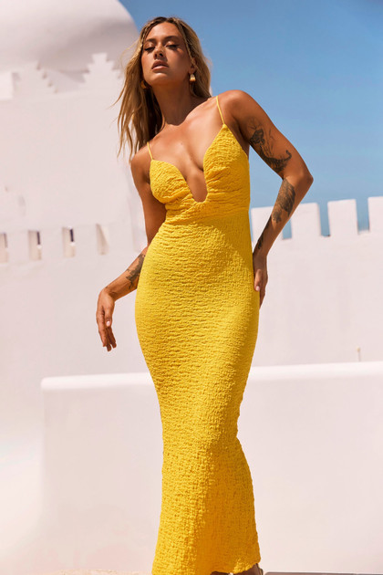 Sweet Talk Midi Dress - Yellow | Sage and Paige AUS. Sweet Talk Midi Dress - Yellow | Sage and Paige AUS.