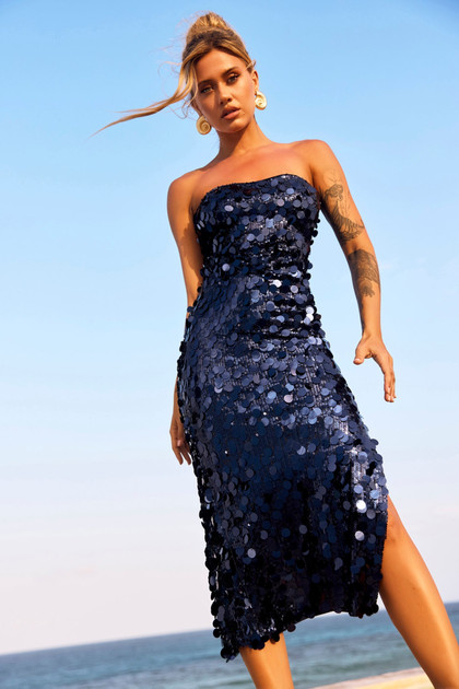 Stay Cute Midi Dress - Navy | Sage and Paige AUS.