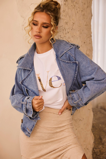 Izzie Denim Jacket - Denim Blue | Sage and Paige AUS.