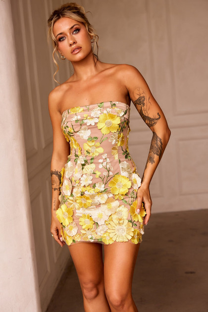 Opening Up Mini Dress - Lemon | Sage and Paige AUS. Opening Up Mini Dress - Lemon | Sage and Paige AUS.