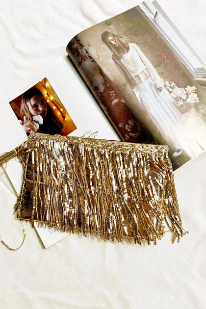 Golden Moon Clutch Bag - Gold | Sage and Paige AUS.