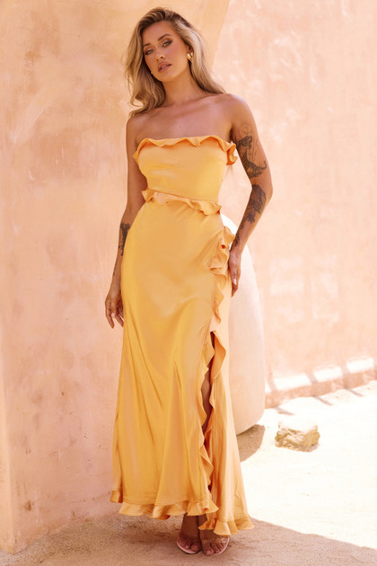 Frill All Up Maxi Dress - Sunset | Sage and Paige AUS.