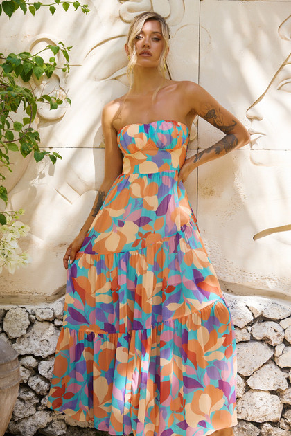 Outta Here Maxi Dress - Orange Multi | Sage and Paige AUS.