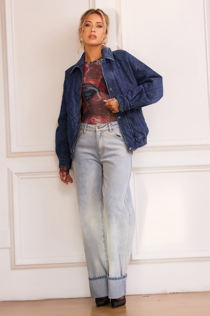 Dream Big Quilted Denim Jacket - Dark Blue | Sage and Paige AUS.