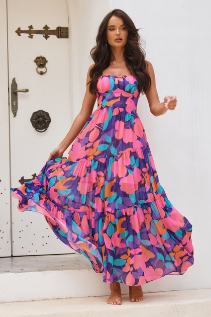 Outta Here Maxi Dress - Purple Multi | Sage and Paige AUS.
