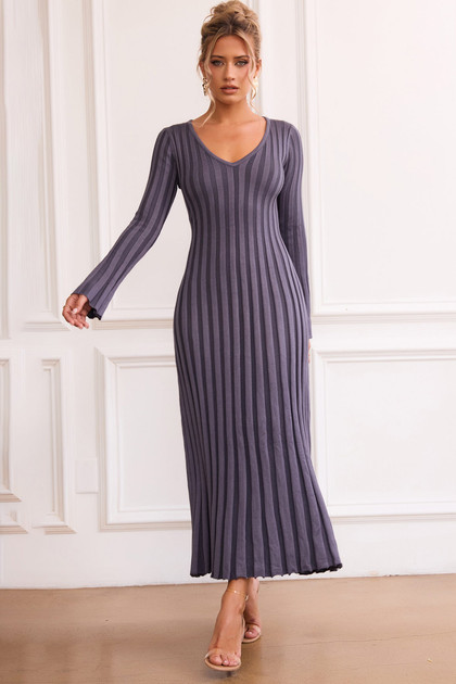 Flutter By Me Knit Maxi Dress - Blue Flutter By Me Knit Maxi Dress - Blue