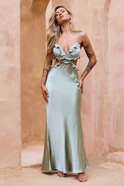 In Her Eyes Maxi Dress - Sage | Sage and Paige AUS. In Her Eyes Maxi Dress - Sage | Sage and Paige AUS.