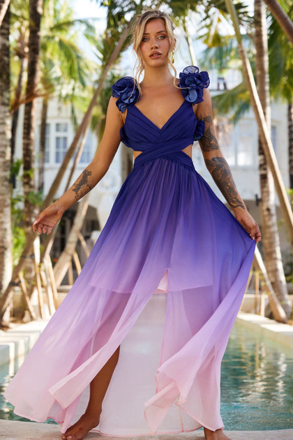At Last Maxi Dress - Navy Pink