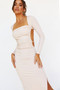 Slow it Down Midi Dress - Beige | Sage and Paige AUS.