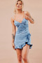 Cross Of Sunlight Mini Dress - Washed Blue | Sage and Paige AUS.
