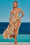 Suddenly Midi Dress - Orange Multi | Sage and Paige AUS.